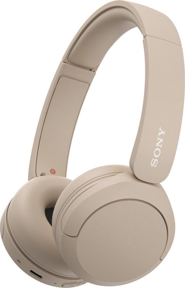 Sony WH-CH520 - Hörlurar med mikrofon - on-ear - Bluetooth - trådlös - beige