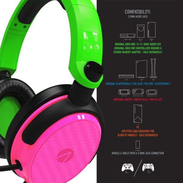 Stealth C6-100 Gaming Headset for Switch, XBOX, PS4/PS5, PC - Neon Green/Pink