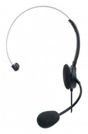 MANHATTAN Mono USB-kuulokkeet, ympyrämuotoilu (Over-Ear), yksipuolinen korvakuppi, langallinen, USB-A-liitin, integroitu äänenvoimakkuuden säätö, sääd