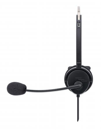 MANHATTAN Mono USB-kuulokkeet, ympyrämuotoilu (Over-Ear), yksipuolinen korvakuppi, langallinen, USB-A-liitin, integroitu äänenvoimakkuuden säätö, sääd