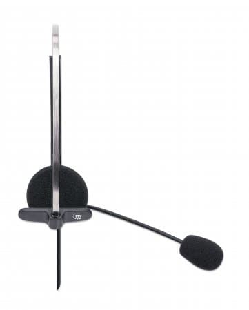 MANHATTAN Mono USB-kuulokkeet, ympyrämuotoilu (Over-Ear), yksipuolinen korvakuppi, langallinen, USB-A-liitin, integroitu äänenvoimakkuuden säätö, sääd