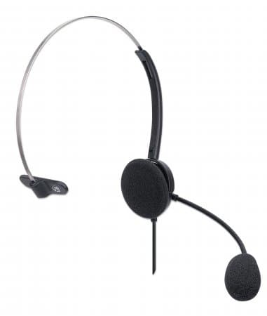 MANHATTAN Mono USB-kuulokkeet, ympyrämuotoilu (Over-Ear), yksipuolinen korvakuppi, langallinen, USB-A-liitin, integroitu äänenvoimakkuuden säätö, sääd