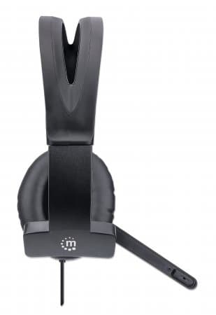 MANHATTAN Mono USB Headset, On-Ear Design (On-Ear), Enkeltsidet Ørekop, Kabelført, USB-A stik, Integreret lydstyrkekontrol, Justerbar mikrofon, Sort (