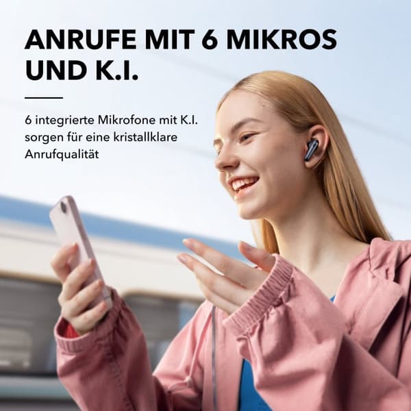 soundcore Liberty 4 NC - Trådløse støjreducerende øretelefoner (sort) - 98,5 % støjreduktion - Adaptiv støjreduktion til ører og miljø - Højopløselig
