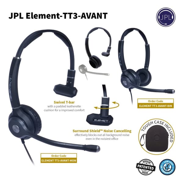 JPL TT3-AVANT-M hörlurar Trådbundet pannband Kontor/callcenter Svart - Silver (575-348-001)