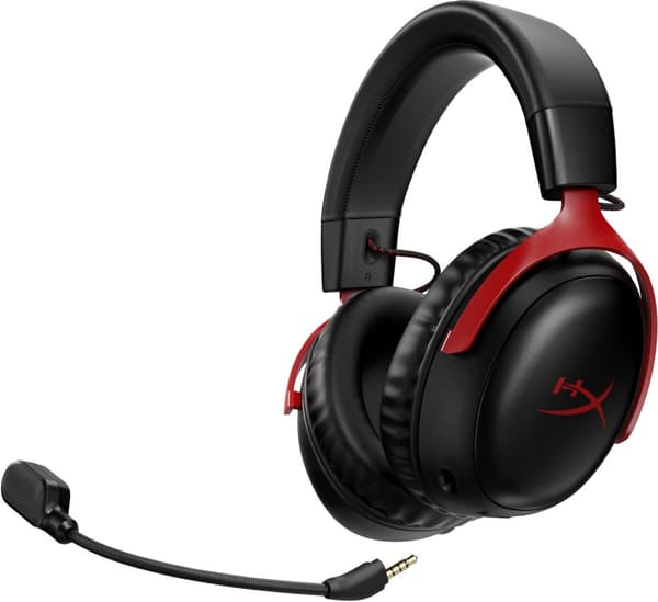 HP HyperX Cloud III Wireless - Gaming headset - Kablet og trådløst - Gaming - 10 - 21000 Hz - 330 g - Hovedtelefoner - Sort - Rød (77Z46AA)