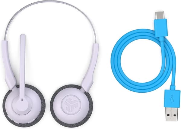 JLab Go Work Pop Headset med mikrofon - Trådløst headset Bluetooth - Støjreducerende mikrofon - 50 timers spilletid