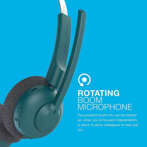 JLab Go Work Pop Headset med mikrofon - Trådlöst headset Bluetooth - Brusreducerande mikrofon - 50 timmars speltid