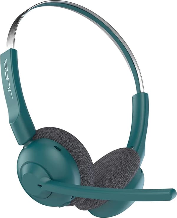JLab Go Work Pop Headset med mikrofon - Trådlöst headset Bluetooth - Brusreducerande mikrofon - 50 timmars speltid