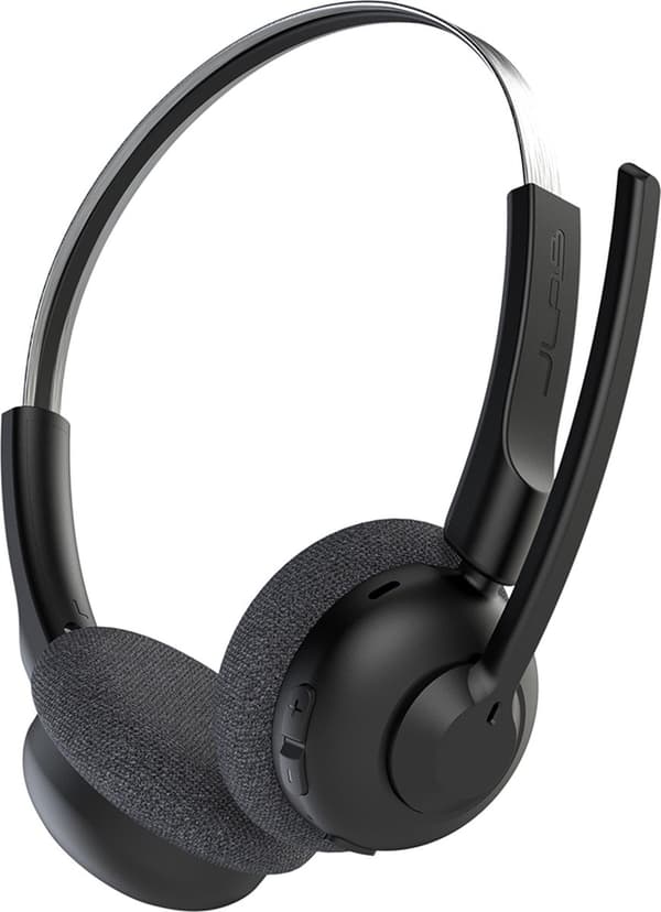 JLab Go Work Pop Headset med mikrofon - Trådlöst headset Bluetooth - Brusreducerande mikrofon - 50 timmars speltid