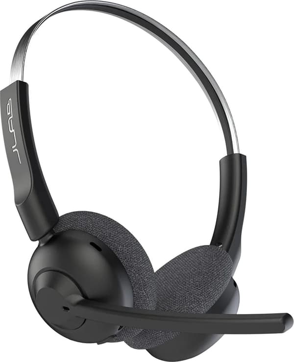 JLab Go Work Pop Headset med mikrofon - Trådlöst headset Bluetooth - Brusreducerande mikrofon - 50 timmars speltid