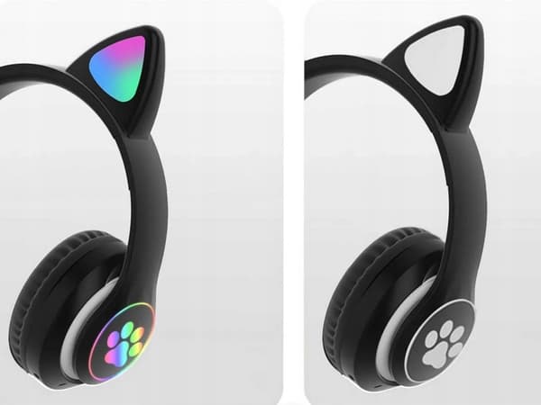 Bluetooth Stereo Hovedtelefoner med mikrofon og katteører / LED lys