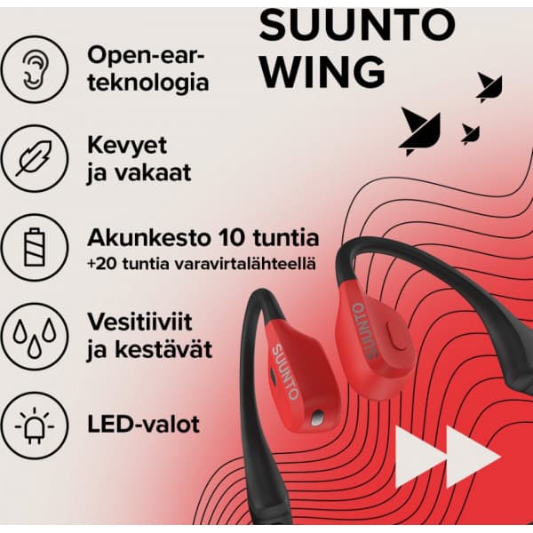 Suunto Wing -öppen öron-sporthörlurar, röd
