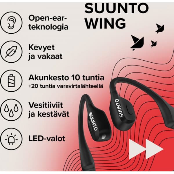 Suunto Wing -åben øre-øretelefoner, sort