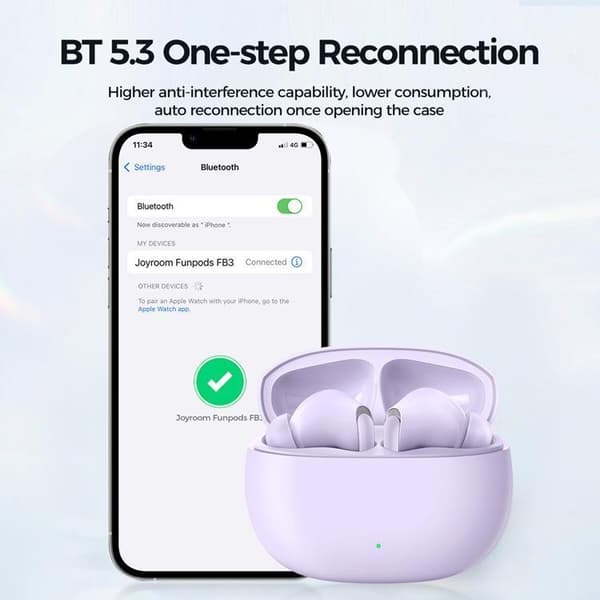 Joyroom TWS Funpods Series Bluetooth 5.3 Trådlösa Hörlurar - Lila