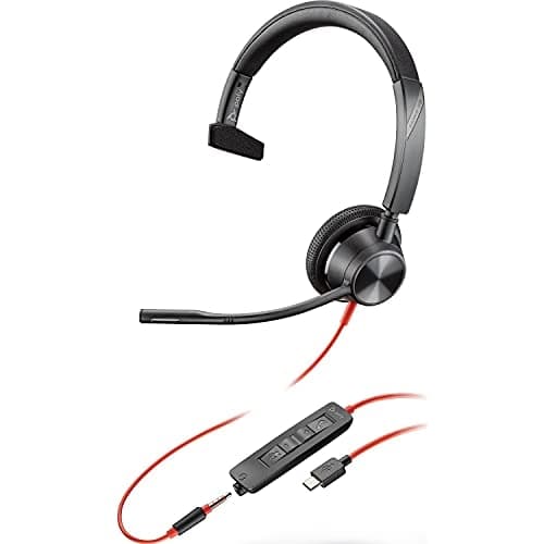HP POLY Poly Blackwire 3315-M - Blackwire 3300 series - headset - on-ear - trådbunden - aktiv brusreducering - 3,5 mm kontakt, USB-A - svart - certifi