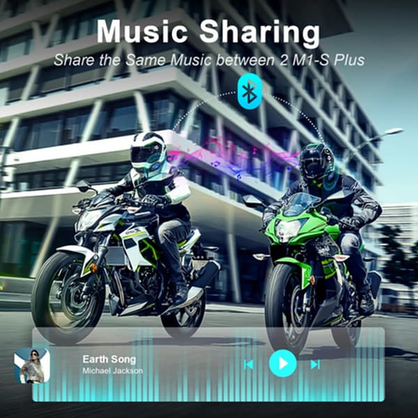 Motorcykelhjelm Headset, Trådløs Bluetooth Intercom, Musik Deling
