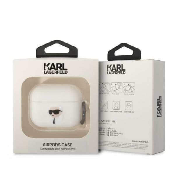 KARL LAGERFELD AirPods Pro 2 Skal Silicone Karl Head 3D - Vit