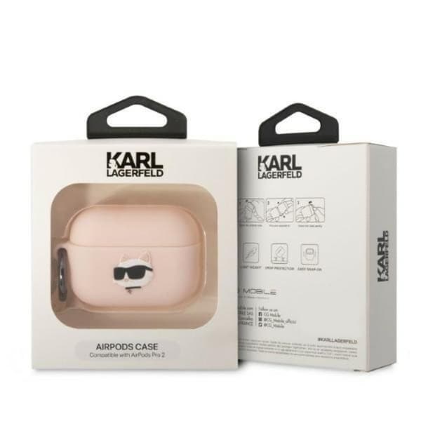 Karl Lagerfeld AirPods Pro 2 Skal Silicone Choupette Head 3D - Rosa