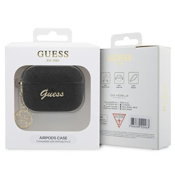 Guess Airpods Pro 2 Skal Glitter Flake Charm - Svart