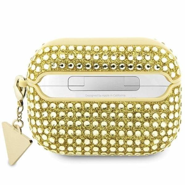 Guess AirPods Pro 2 Skal Rhinestone Triangle Charm - Guld
