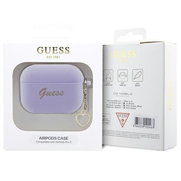 Guess Airpods Pro 2 Skal Charm Heart Collection - Lila