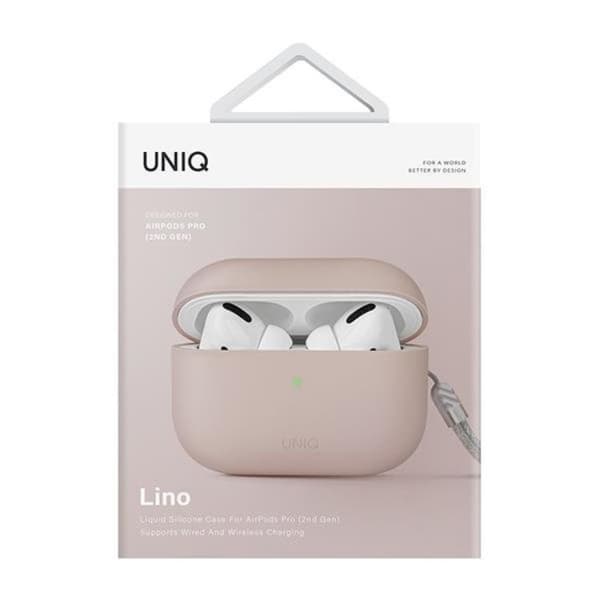 UNIQ AirPods Pro 2 Skal Lino Silikon - Blush Rosa