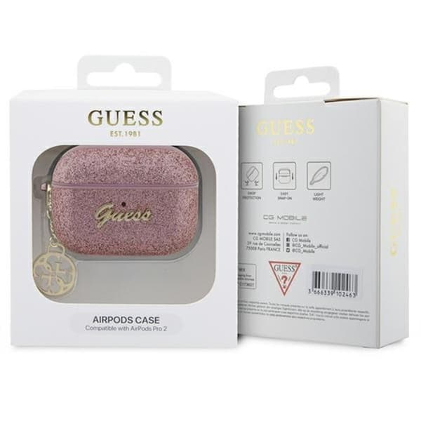 Guess Airpods Pro 2 Skal Glitter Flake Charm - Rosa