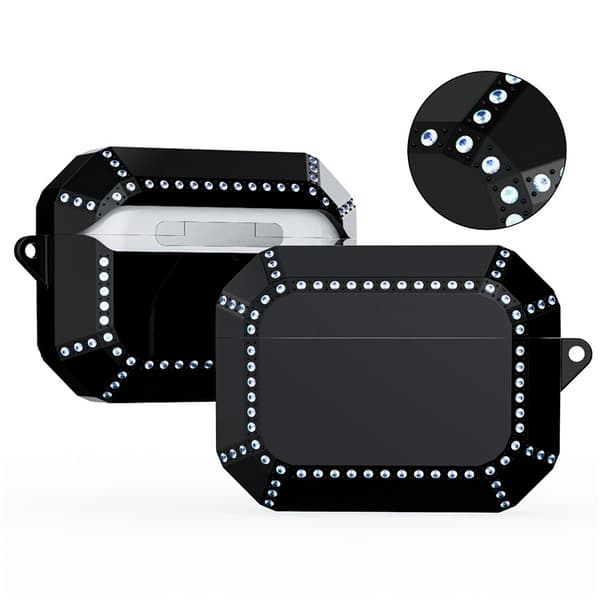 Airpods Pro 2 Skal Rhinestone Shockproof - Solid Svart