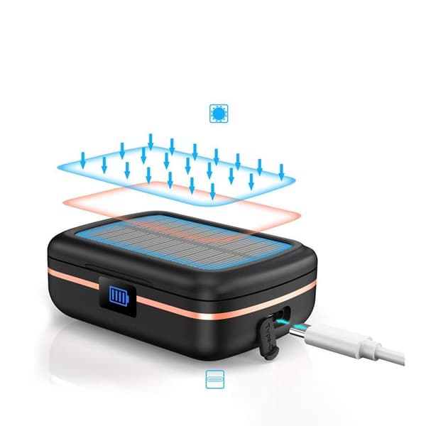 Choetech In-ear Hörlurar BH-T05 Solar TWS med Powerbank 2500mAh - Svart