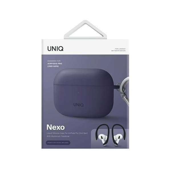 UNIQ AirPods Pro 2 Skal Nexo Silikon med Ear Hooks - Fig Lila