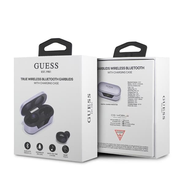 Guess TWS Bluetooth 5.0 Hörlurar + Dockningsstation - Lila