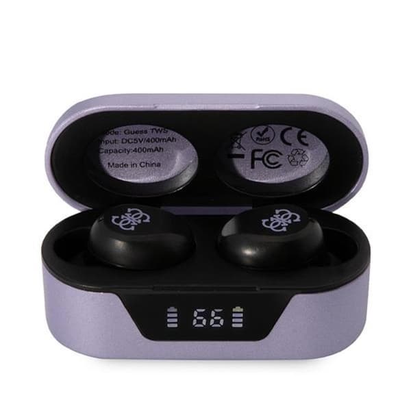 Guess TWS Bluetooth 5.0 Hörlurar + Dockningsstation - Lila