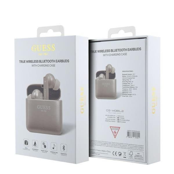 Guess TWS Bluetooth In-Ear Hörlurar + Dock Printed Logo - Rosa Guld