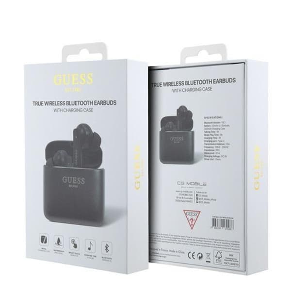 Guess TWS Bluetooth In-Ear Hörlurar + Dock Printed Logo Svart