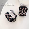 Miniatyrbild 6 av 8: Airpods Pro 2 Skal TPU Läder Floral - Svart/Rosa