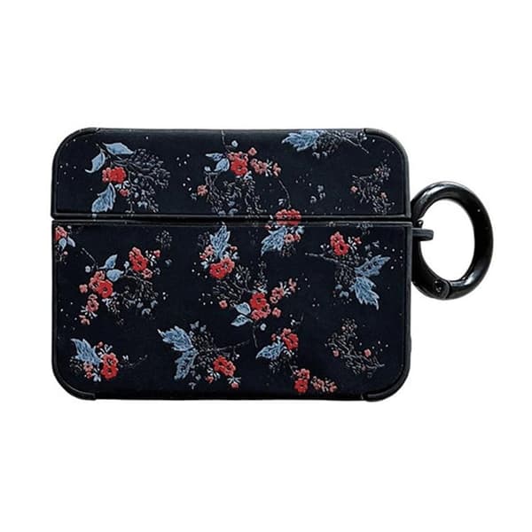 Airpods Pro 2 Skal TPU Läder Floral - Svart/Blå