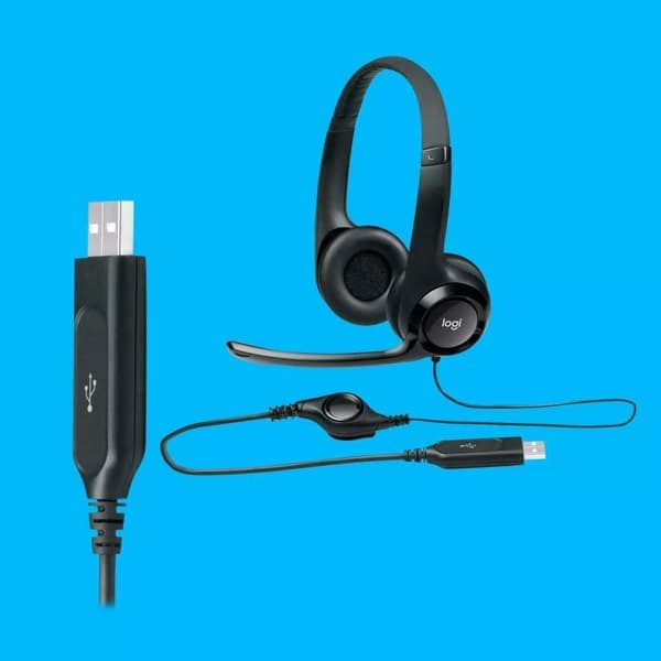 Logitech H390 langallinen kuulokemikrofoni melua vaimentavalla mikrofonilla USB-linjaohjaus, musta