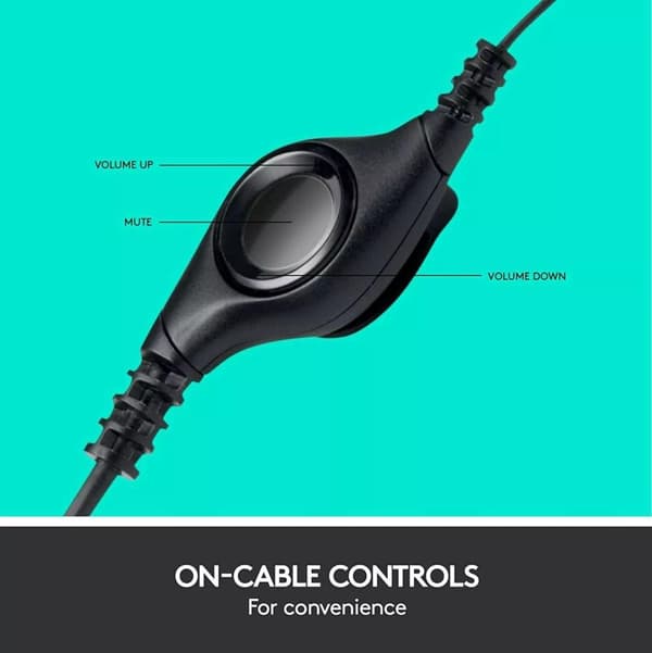 Logitech H390 langallinen kuulokemikrofoni melua vaimentavalla mikrofonilla USB-linjaohjaus, musta