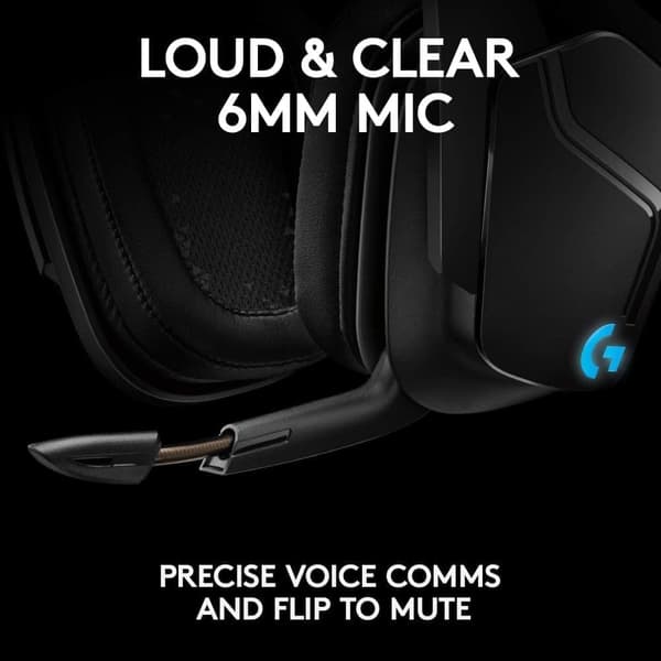 Logitech G935 Trådlöst Gaming RGB Headset, 7.1 Surroundljud, DTS Headphone:X 2.0, 50mm Pro-G Drivers, 2.4 GHz Wireless , fäll upp mikrofonen för Mute,