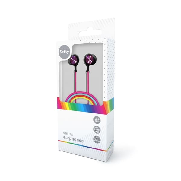 In-Ear Rainbow Hörlurar med mikrofon 3,5mm iPhone, Samsung
