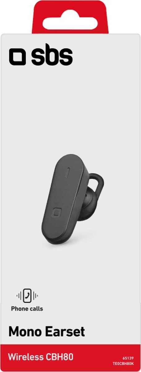 SBS TE0CBH80K ørekrog Monaural Wireless Sort mobil høretelefoner