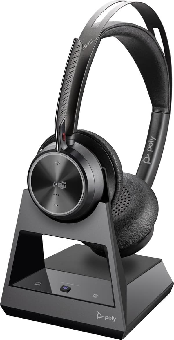 POLY VFOCUS2-M Headset med laddstation - Trådlöst - Kontor/Callcenter - 176 g - Hörlurar - Svart