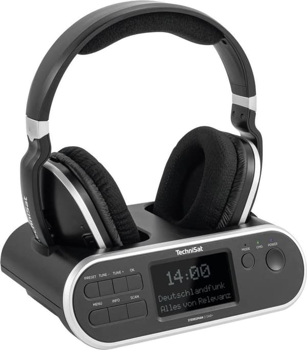 TechniSat Stereoman 2 DAB+ - 2,4Ghz trådlösa hörlurar - svarta