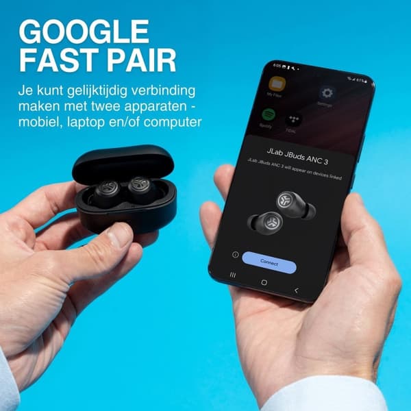 JLAB JBuds ANC Bluetooth-hovedtelefoner - Trådløs - Støjreducerende - 42+ for Playtime - Sort