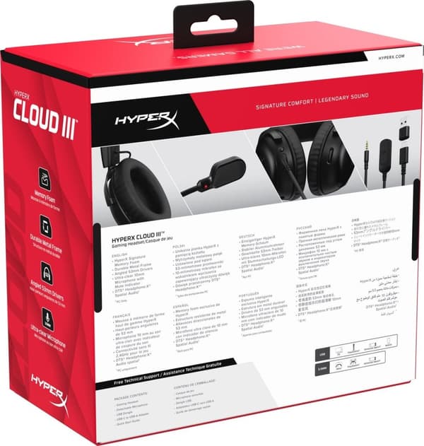 HyperX Cloud III Gaming Headset - PC, PS5, Xbox Series X|S - Sort