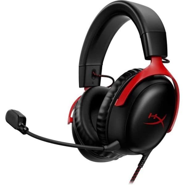 Wired Gaming Headset - HyperX Cloud III - för PC &amp; konsol - Svart/Röd