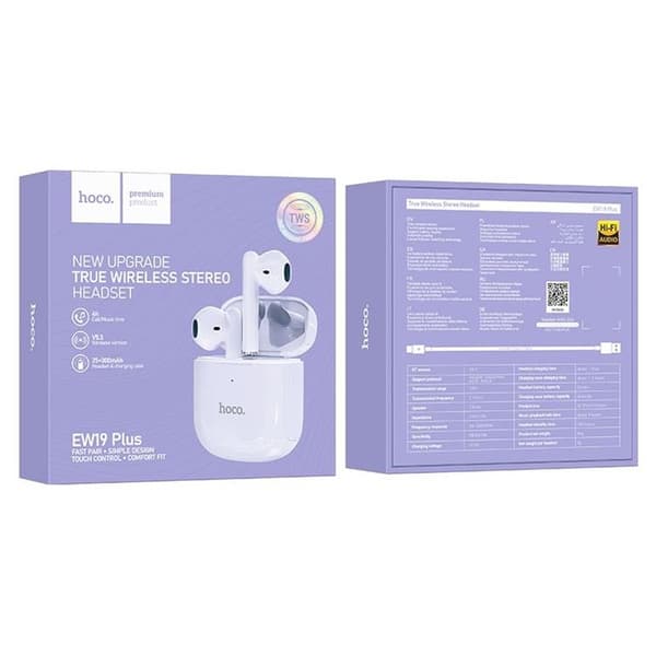 Hoco Hörlurar Bluetooth TWS EW19 Plus - Lila