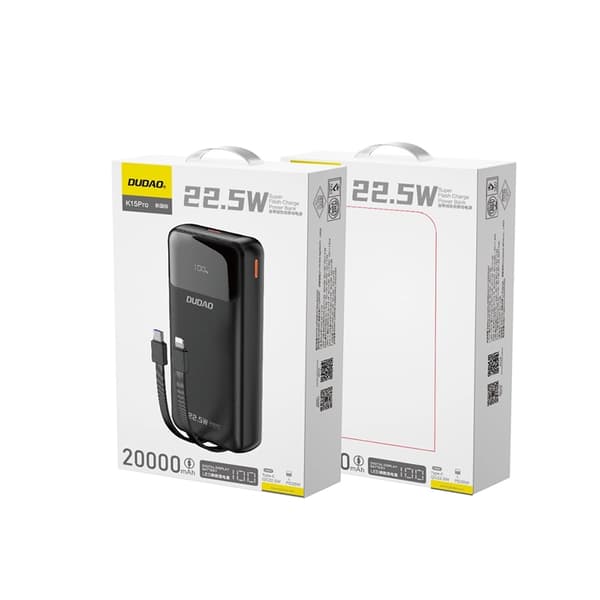 Dudao K15Pro Powerbank 20000mAh 22.5W PD - Svart