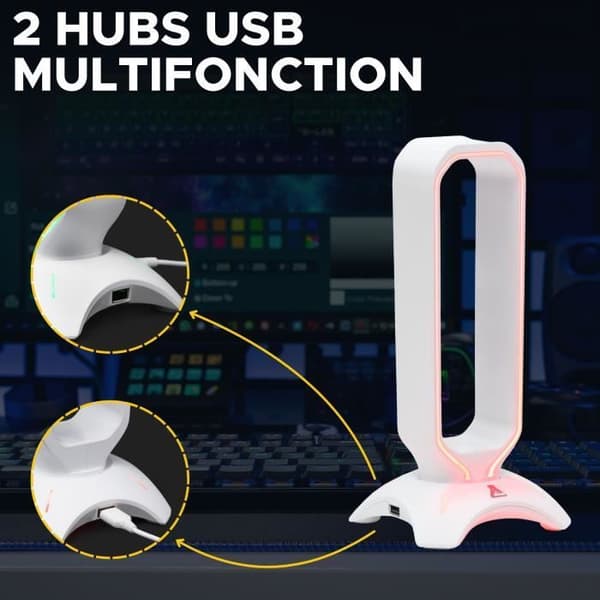 Stöd för headset/headset - THE G-LAB - K-STAND RADO - RGB USB - Vit